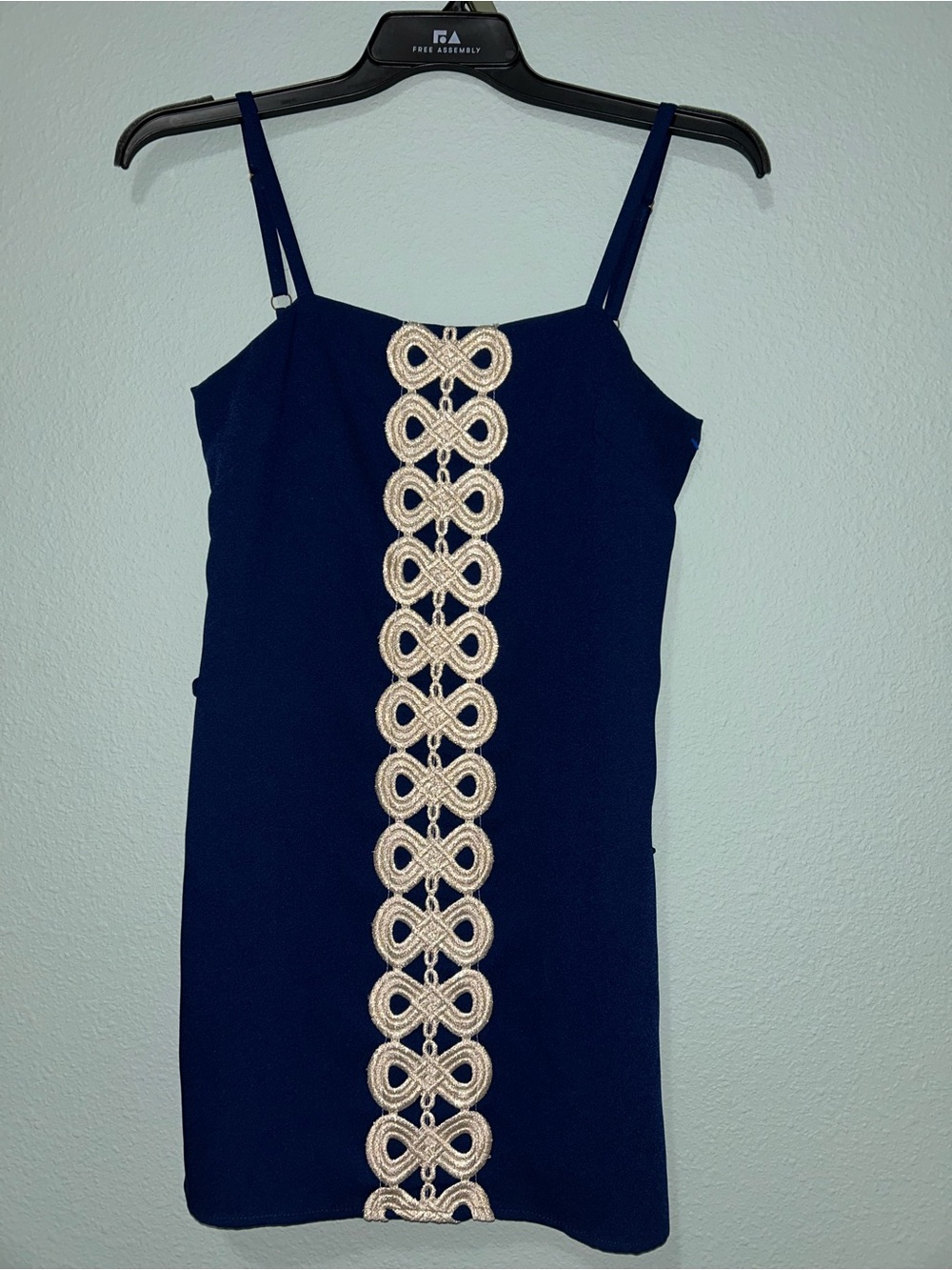 Lilly Pulitzer Navy Dress with Gold Braided Appliqué